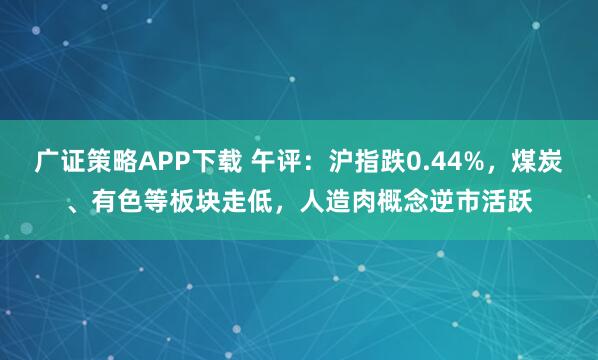 广证策略APP下载 午评：沪指跌0.44%，煤炭、有色等板块走低，人造肉概念逆市活跃