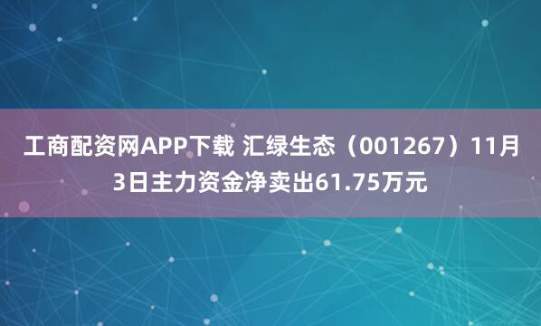 工商配资网APP下载 汇绿生态（001267）11月3日主力资金净卖出61.75万元